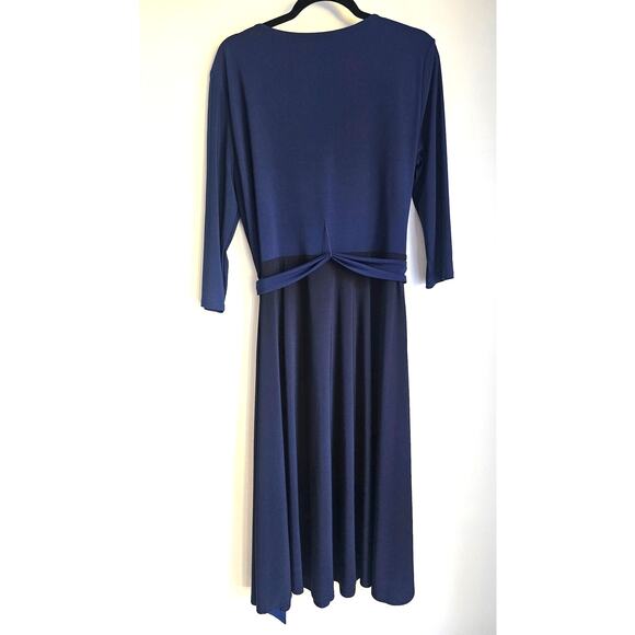 Lauren Ralph Lauren Long Wrap Dress, Black Label,  Black/Blue, Sz 16, New - Picture 2 of 7